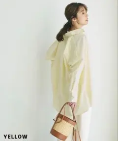 ベースメントオンライン　ビックシルエットシャツ　イエロー
