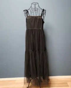 チュールキャミワンピース ブラック M