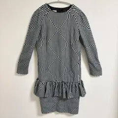 定価11万円★ドリスヴァンノッテン ウール ストライプ フリルワンピース 36のサムネイル