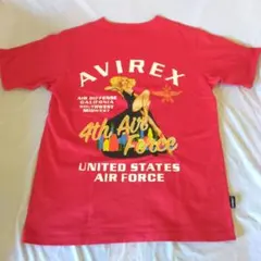 AVIREX Tシャツ レッド　ピンナップガール 4th Air Force M