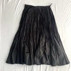 【コムサイズム】プリーツロングフレアスカート サイドファスナー 光沢有 M