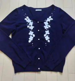 美品☆アベニールエトワール 紺 カーディガン クリーニング済　ルネ