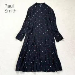 【ポールスミス】シャツワンピース 長袖 スタンドカラー チューリップ　黒　Lのサムネイル