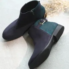 VIVIAN ローヒール ショートブーツ ブルーグリーン23cm～23.5cm