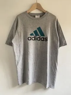 90s adidas USA製 グレー ロゴ Tシャツ XL