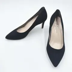 【美品】アルテミスバイダイアナ スエードパンプス ポインテッドトゥ 黒 23.5