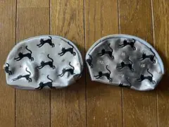 黒猫柄 ポーチ 2個セット シルバー