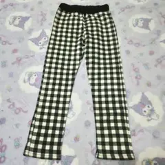 120cm ブラック・ホワイト チェックパンツ