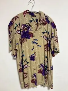 アロハシャツ 花柄 ドット柄 ベージュ メンズのサムネイル
