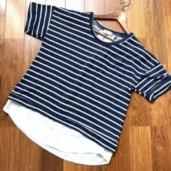 ボーダーTシャツ　ブラウス重ね着風