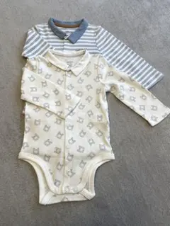 ストライプ動物柄ロンパース70cm