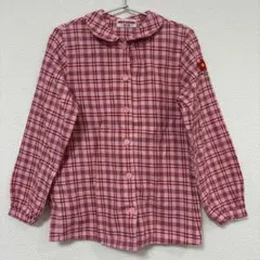 ミキハウス 130 ブラウス チェック柄 赤