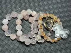 【#1032】 天然石 ブレスレット キーホルダー ローズクォーツ 等5点セット