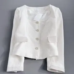 未使用✨ ZARA テクスチャー素材ラウンドネックジャケット　ツイード　M