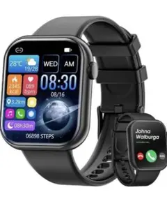 スマートウォッチ 1.85HDインチ 大画面 Bluetooth通話機能 黒