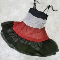00s axesfemme 森ガール シフォン素材 レース 切り替えキャミワンピ