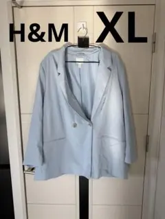 【美品XL】H&M 大きいサイズダブルボタンジャケット ライトブルー