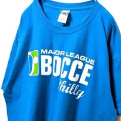 ギルダン メジャーリーグボッチーフィリー ロゴ Tシャツ ブルー青L古着