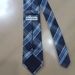 phiten 　ファイテンチェック柄 ネクタイ ブルー糸
