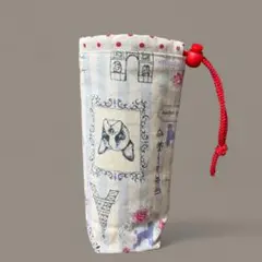 保冷保温ペットボトルカバー【洋風柄レッド】折り畳んで携帯にも◎
