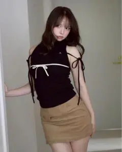 andmary Adele ribbon tank Black - メルカリ