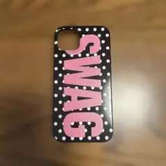 iPhone14ケース ドット柄 SWAGロゴ ブラック