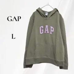 GAP パーカー プルオーバー ロゴ カーキ 長袖 裏毛 L レディース