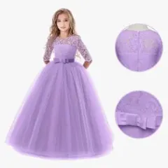 ❣️新品❣️ 子供 ドレス 150cm チュール フォーマルお呼ばれ パープル 紫