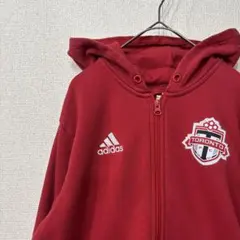 アディダス　パーカー　ジップ　チーム　ロゴ　アメリカ古着　M 3651