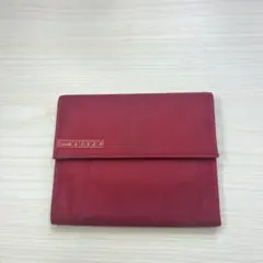 【希少】PRADA プラダ 三つ折り財布 ナイロン テスート レッド 赤 ロゴ