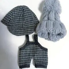 【匿名配送】スリーコインズ　スリコ　ぬい服　千鳥格子オーバーオール