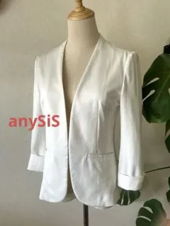 【訳あり特価】anySiS ノーカラージャケット ホワイト　2