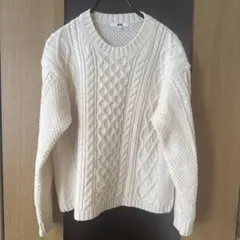 UNIQLO アイボリー ケーブルニットセーター XL 超軽い！