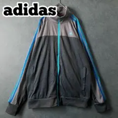 【★adidas×普段使いに】刺繍ロゴ トラックジャケット L程度 古着ジャージ