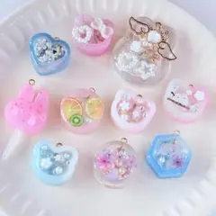 SALE　77　レジン シェイカー　キーホルダー パーツ まとめ売り シマエナガ