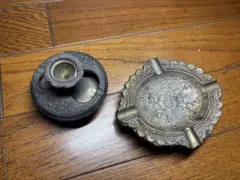 アンティーク 真鍮製 灰皿 香炉 2点セット アッシュトレイ レトロ 華奢 