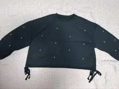 パール ブラック トップス リボン フリーサイズ