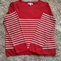 ユニクロ イネス　3Dボートネックセーター　レッド　赤　ボーダー