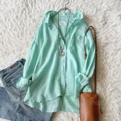 ships colors リネンシャツ EURO LINEN ライトグリーンのサムネイル