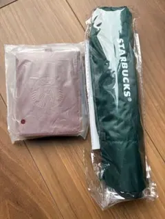 STARBUCKS 3点セット 折りたたみ傘 晴雨兼用 レザーカードケース