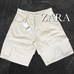 ZARA 取り外し可能なカーゴバミューダパンツ ベージュ（オフホワイト） XLのサムネイル