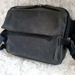 美品 PORTER 吉田カバン レザー × キャンバス ボディバッグ