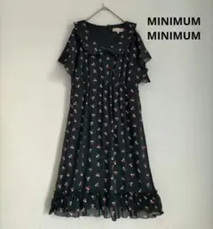 MINIMUM MINIMUM ドット柄 半袖ワンピース ブラックのサムネイル