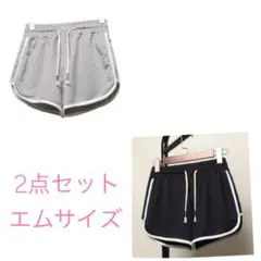 ライン入り ショートパンツ 2点セット　ウエストゴム 楽ちん 大人カジュアル