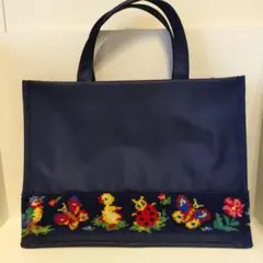 【学校フェイラー】ハイジ柄刺繍横長トートバッグ