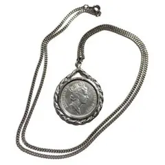 イギリス　エリザベス女王　2ペンスコイン　シルバー　ネックレス