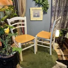 Sale L２　２脚セット　シャビーst 　木製ダイニングチェア