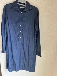 【美品】UNIQLO ユニクロ 100%コットン シャツワンピース