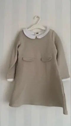 【値下げ】ベージュ 長袖 セレモニーワンピース 襟付き