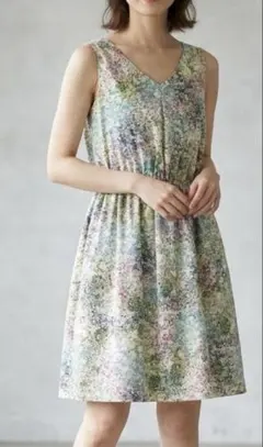 SOLBE IENA ワンピース　ニュアンス柄　バックリボン　花火のサムネイル
